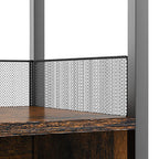 3-Tier Wine Bar Cabinet with Detachable Wine Rack and Storage Space, Buffet Cabinet with Glass Holder and Mesh Door, for Kitchen, Living Room and Bar .Rustic Brown.