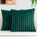 Pack of 2 Faux Fur Christmas Throw Pillow Covers 18x18 Inch, Soft Plush Striped Neutral Couch Pillow Cover, with Velvet Back Modern Home Decor for Sofa Living Room Couch Bed Cream White