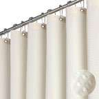 Dynamene Sage Green Shower Curtain - Waffle Textured Heavy Duty Thick Fabric Shower Curtains for Bathroom, 256GSM Luxury Weighted Polyester Cloth Bath Curtain Set with 12 Plastic Hooks，72Wx72H,Green