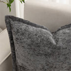 Grey Decorative Throw Pillow Covers 18x18 Inch Set of 2 Cozy Soild Chenille Cushion Cases Soft Textured Square Couch Pillows Cover Boho Accent Farmhouse Pillowcases for Sofa Bed