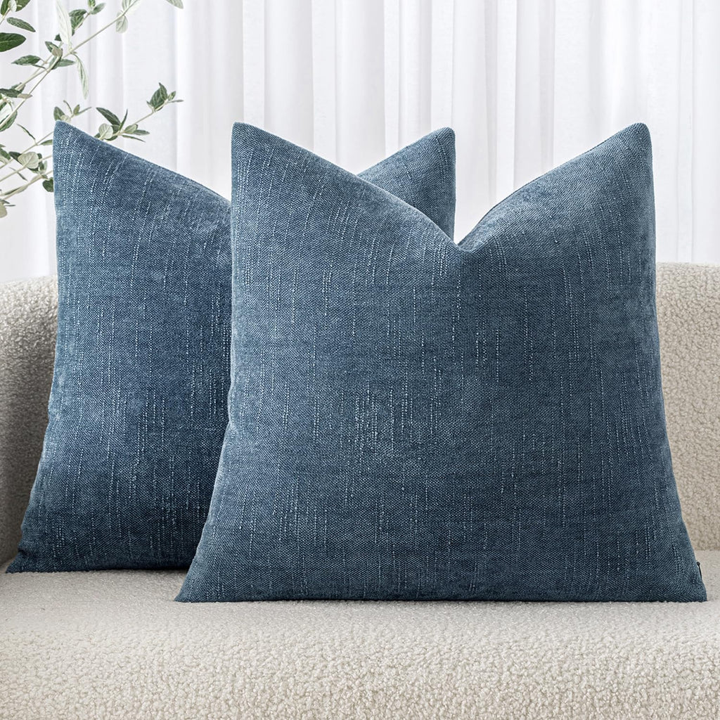 MIULEE Pack of 2 Decorative Throw Pillow Covers Soft Chenille Throw Pillows Solid Neutral Farmhouse Textured Cushion Covers for Couch Sofa Bedroom Living Room 20x20 Inch, Taupe Grey