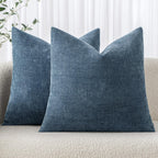 MIULEE Pack of 2 Decorative Throw Pillow Covers Soft Chenille Throw Pillows Solid Neutral Farmhouse Textured Cushion Covers for Couch Sofa Bedroom Living Room 20x20 Inch, Taupe Grey