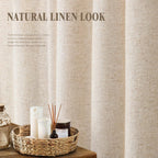 Shower Curtain Beige, Fabric Boho Farmhouse Shower Curtains for Bathroom Cream Cotton Natural Cloth Liner Set 72" W x 72" L